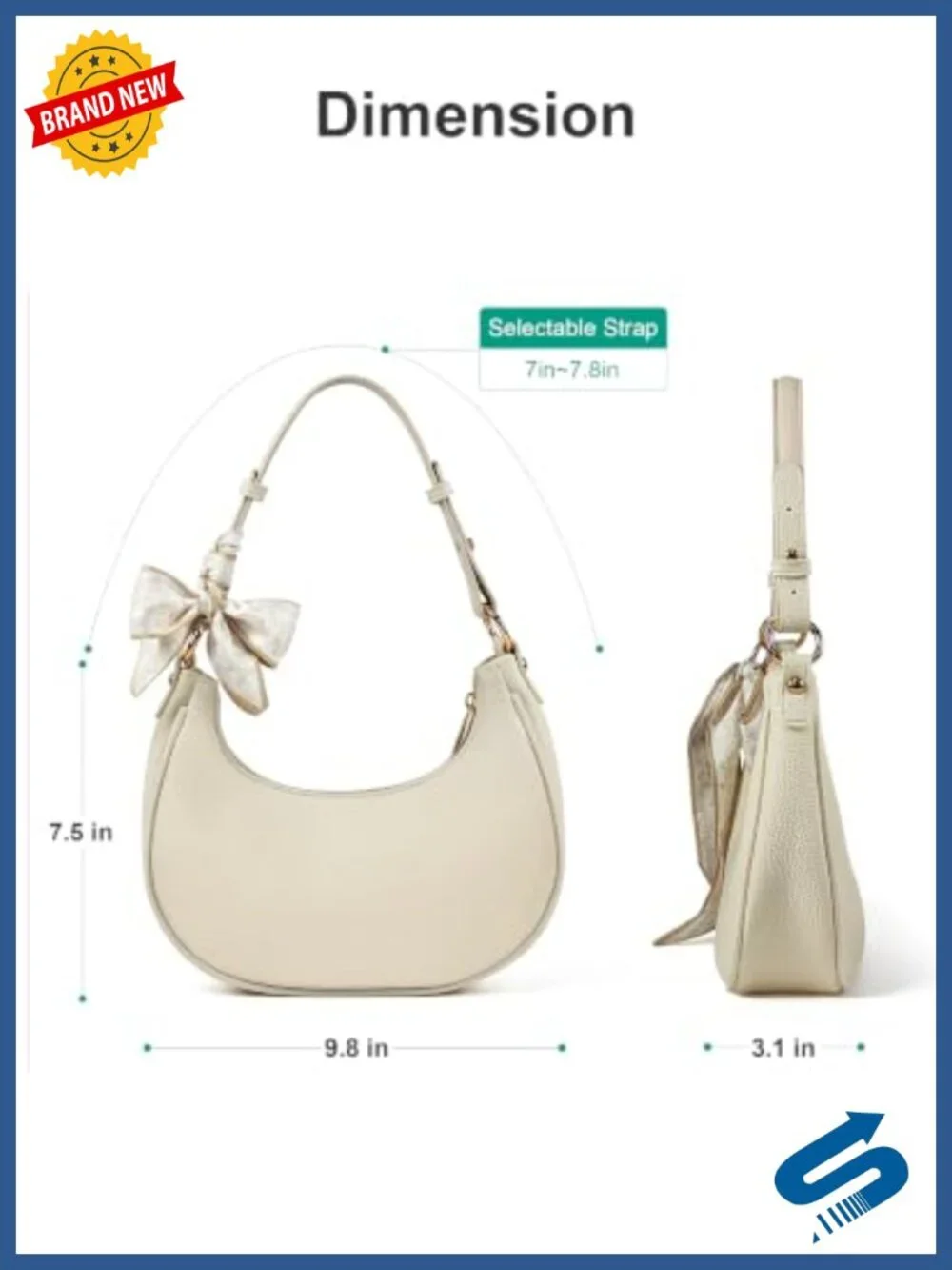 Litchi Leather Underarm Purse Hobo Shoulder Bag with Scarf